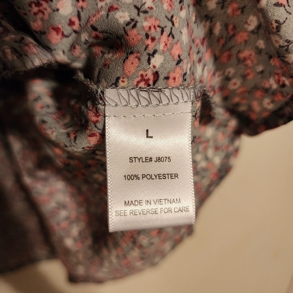 Blue Mood Floral Tie Back Short Sleeve Blouse Size L NWT - Picture 8 of 10